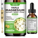 Flydende Magnesium Glycinat Supplement 1000mg, Calm Magnesium Citrat, Taurate Drops med Omega 3, Zink, Ashwagandha, L- Theanine, Kamille til søvn, Mood, Stress Relief, Ben, Muskel, Lemon Flavor