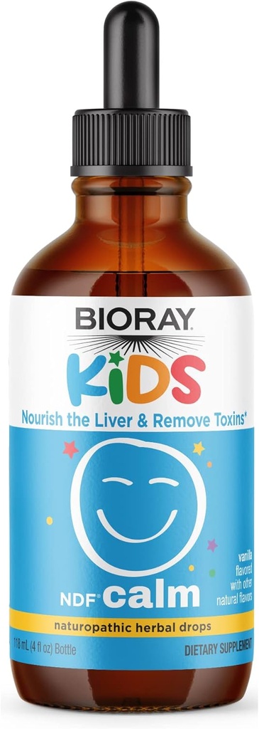 BIORAY Kids NDF rolig, Vanilla - 4 fl oz - Nourish Leveren & Fjern toksiner - Non-GMO, Vegan, Gluten Free - 234 Måned Supply