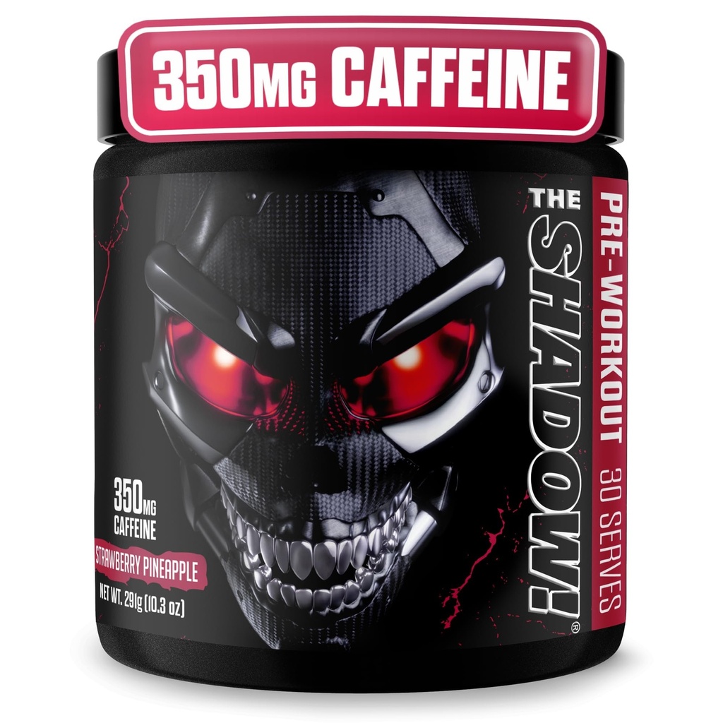 JNX SPORTS The Shadow! 350 mg af koffein Hard Core Preworkout - Jordbær Ananas 30 Serveringer Charles 124; Elektrisk energi, Mental Focus & Superhuman Styrke til mænd og kvinder