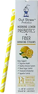 Gut Straw Morning Lemon Water Straw - En servering af Prebiotic Fiber og en halv Lemon inde i hver Infused Dricking Straw