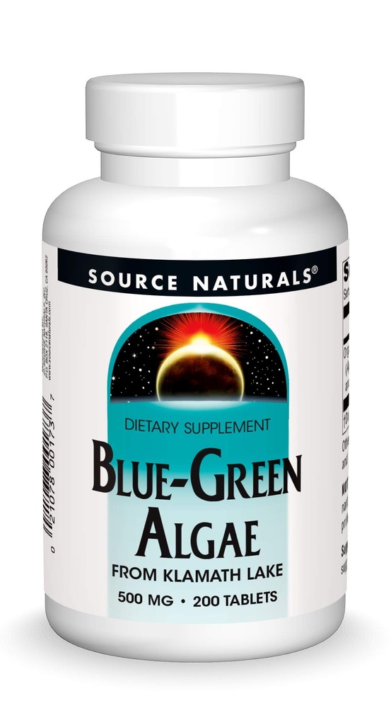 Source Naturals Blue Green Algaes from Klamath Lake - Algae Superfood Supplement, 500 mg - 200 tabletter