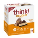 Tænk! Delight Protein Barer, Chokolade Peanut Butter Pie, Low Sugar & Low Carb Gluten- Free Snack, Keto Friendly Snacks, 12 Greve (Packaging May Vary)