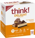 Tænk! Delight Protein Barer, Chokolade Peanut Butter Pie, Low Sugar & Low Carb Gluten- Free Snack, Keto Friendly Snacks, 12 Greve (Packaging May Vary)