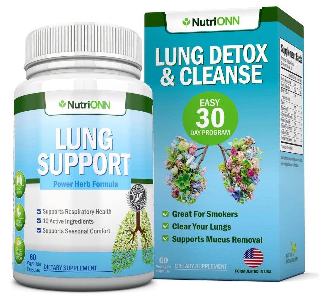 Lung Detox og Rense - Great for rygere - Ekstra styrke - 100% Herbal Lung Health Kosttilskud - Mucus Removal Support - fremmer respiratorisk sundhed - Naturlig måde at holde dine lunger klar