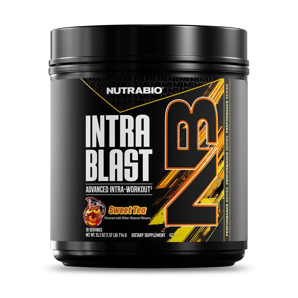 NutraBio Intra Blast Bcaa Pulver Aminosyretilskud, Elektrolyte & Hydration Blend, Intra, Pre Workout & Muscle Inddrivelse, 20g Eaa Aminosyrer Pulver, 5g Glutamine- Sweet Tea, 30 Servering