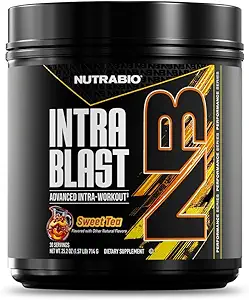 NutraBio Intra Blast Bcaa Pulver Aminosyretilskud, Elektrolyte & Hydration Blend, Intra, Pre Workout & Muscle Inddrivelse, 20g Eaa Aminosyrer Pulver, 5g Glutamine- Sweet Tea, 30 Servering