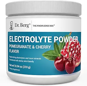 Dr. Berg Zero Sugar Hydration Keto Electrolyte Powder - Forbedret w / 1000 mg kalium & Real Pink Himalayansk salt (IKKE bordsalt) - Pomegranat og Cherry Hydration Drink Supplement - 50 Servering