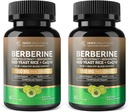 Berberine 1300mg med Green Tea Extract, Resveratrol, Red Yeast Rice & CoQ10 - 13-in-1 Immunsundhed, Natural Metabolic Support - 60 kapsler - Non- GMO, Lab Testet - 2 Pack
