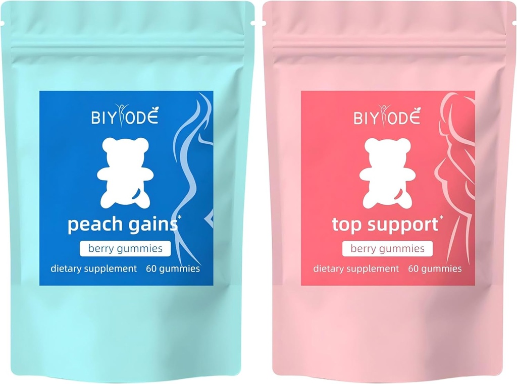 BIYODE Berry Gummies Combo Pack - Bum & Bryst Support Gummies for Women, Workout Support - Women 's Support - Berry Flavored - Essential Herbs - Multivitaminer Kostmæssig Fitness, 120 Gummies