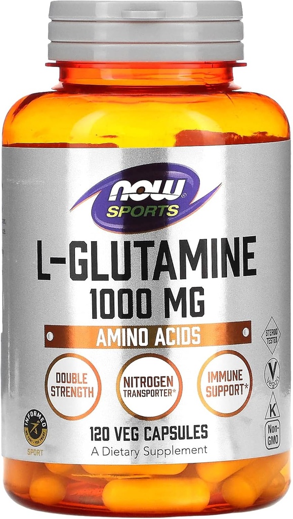 Now Foods Sport, L- Glutamin, 1000 mg, 120 Veg kapsler
