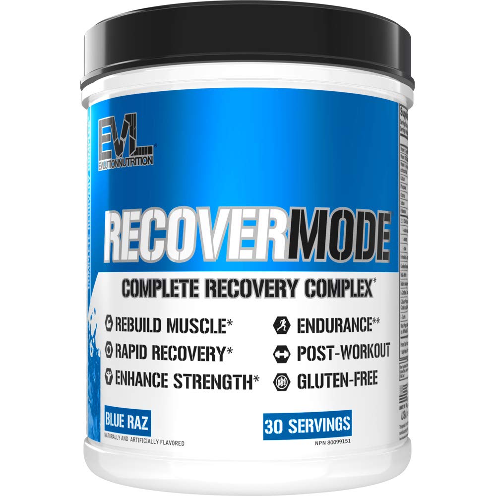 Evolution Nutrition Recover Mode-Complete Post Workout med BCAA, Immunity Support, C-vitamin, D & E, Elektrolyter, Hydration, Creatin, Glutamin, Beta- alanine, L- Carnitin, 30 Serve, Blue Raz