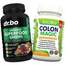 Økologisk Superfood Grønne & Frugt Kosttilskud - Colon Cleanse Detox Formel til intestinal Bloating - Grøn Veggie Powder Blend Vegetabilske fødevarer & Forstoppelse Relief Supplement Gut, Belly, Mave