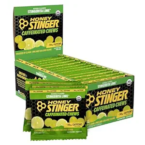 Honning Stinger Stingerita Lime Coffeed Energy Chew, Gluten Free, med Koffein, til motion, løb og ydeevne, Sport Nutrition for Home & Gym, Pre and Middle Workout, 12 Pack