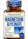 Pure Magnesium Glycinat 200mg (Glicinato de Magnesio) - Chelated Magnesium supplement til søvn, afslapning, Muskel & Wellness - Bedre Absorberet end Citrate eller Oxide - 60 Veganske kapsler
