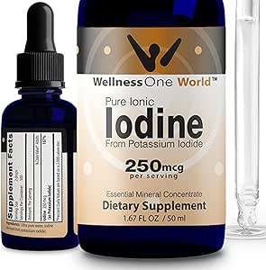 WellnessOne Jod Drops for Thyroid Support - Hurtig fungerende flydende jod supplement fra Kalium Iodide - Great for Immunity & Cognition & Maksimerer Iron Absorption - 1.67 fl oz