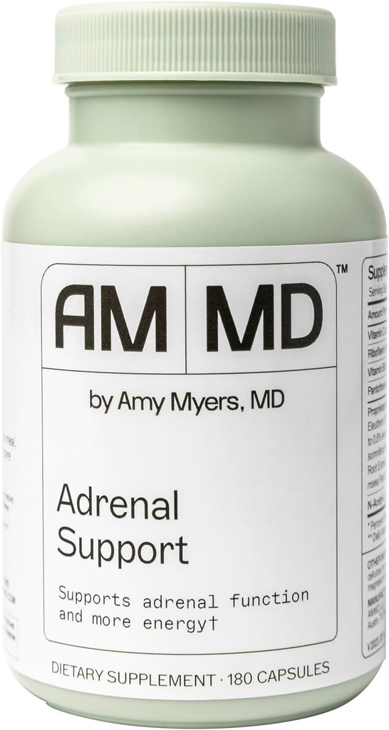 Amy Myers MD Adrenal Support - Adaptogen Herb tillæg med Ashwagandha, Riboflavin, B6-vitamin & mere - Glutenfri, Non- Dairy & Non- Soy - 180 kapsler