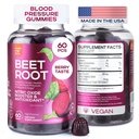 Beet Chews for High Blood Pressure - Beet Root Gummies Made in USA with Tart Cherry - Nitrooxid Kosttilskud til energi og Cardio Sundhed - Vegan, Ingen GMO, Pectin baseret - for kvinder og mænd, 60 Pcs
