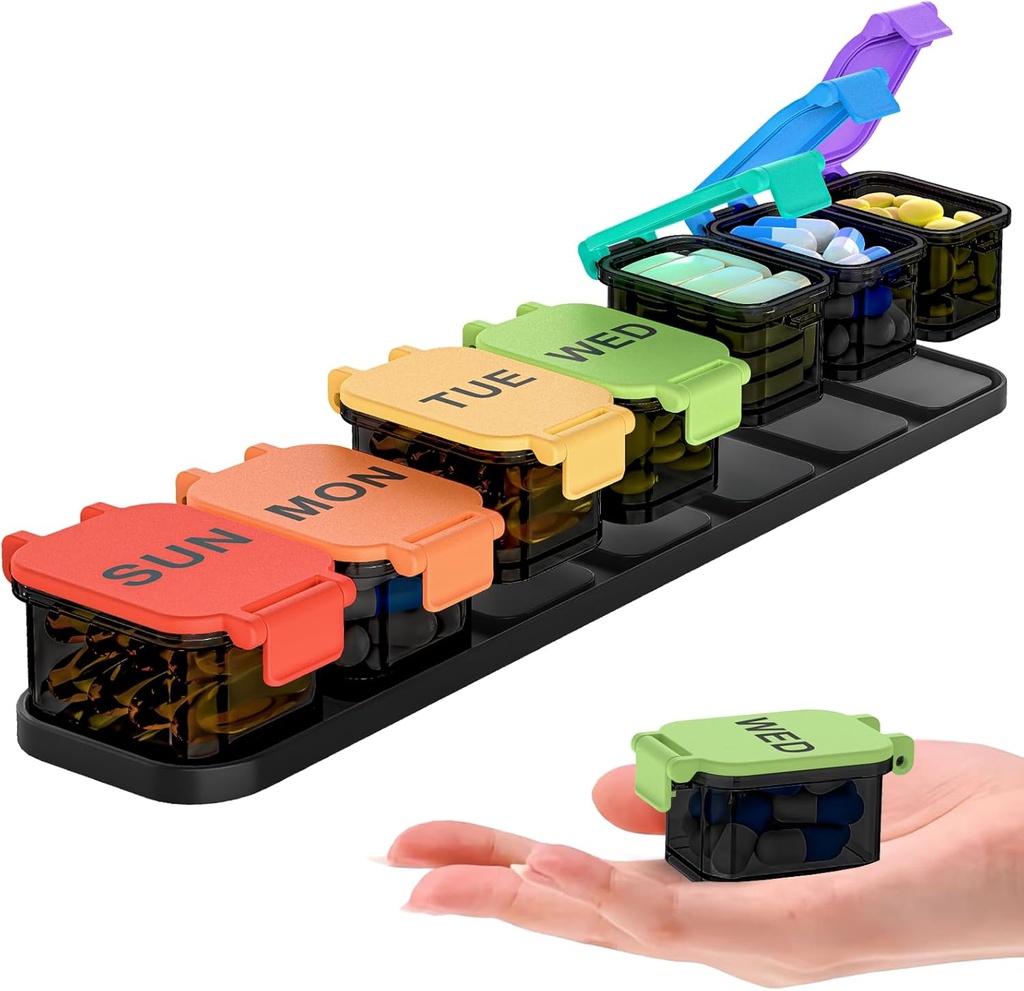 Ekstra Stor Ugentlig Pill Organizer - Vandtæt 7-Day Pill Box, Bærbar Vitamin & Supplement sag, Let at åbne design, Ideel til rejse og daglig medicinering