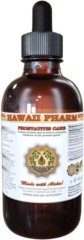 Hawaii iPharm Prostate Support Kosttilskud Supplement: Pygeum (Pygeum Africanum) Bark, Saw Palmetto (Serenoa Repens) Berry, Stinging Nettle (Urtica Dioica) Leaf tinktur (Alkohol- baseret flydende ekstrakt) 2 oz