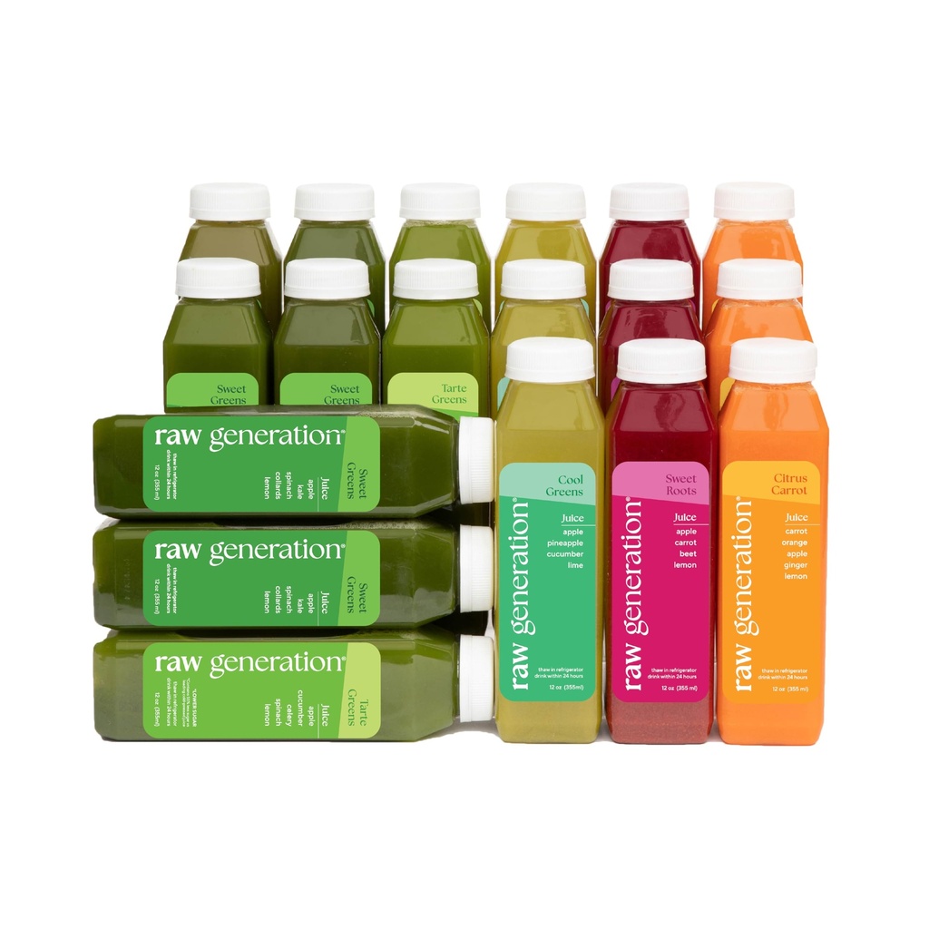Raw Generation Skinny Cleanse - 3-Day Juice Cleanse for vægttab, Detox, Reduceret Bloating & Øget energi - 18 Cold- presset safter til Crush Cravings & Nulstil din kost