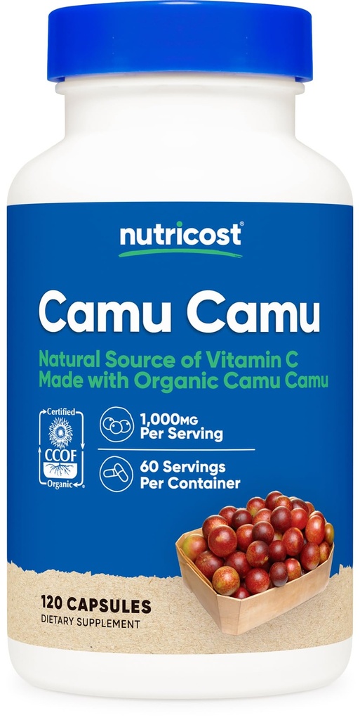 Nutricost Camu Camu 1000mg, 120 Capsule - CCOF Certified Made with Organic, Non- GMO and Gluten Free