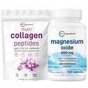 Mikroingredienser Multi Collagen Protein Powder 16oz & Magnesium Oxide 400mg Bundle Pack- 124; Grass- Fed Collagen Peptider