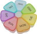 7 Dag Ugentlig Pill Round Organizer, ShysTech Stor Pill Case Pill Box 1 tid En dag for piller / Medicin / Kosttilskud / Vitamin (Multi- Color)