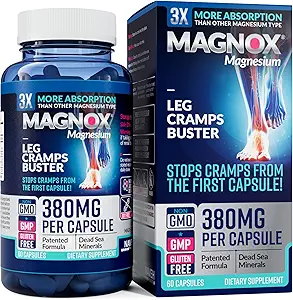 MAGNOX ® Leg Cramp Buster 124; 380mg Magnesium til Leg Cramp om natten 124; Magnesiumsupplement til Muskelspasmer 124; 3X mere Absorption 124; Dead Sea Minerals