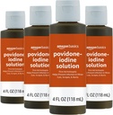 Grundlæggende førstehjælp Antiseptisk, 10% Povidon Jod Solution, 4 Fluid Ounces, 4- Pack (Tidligere Solimo)