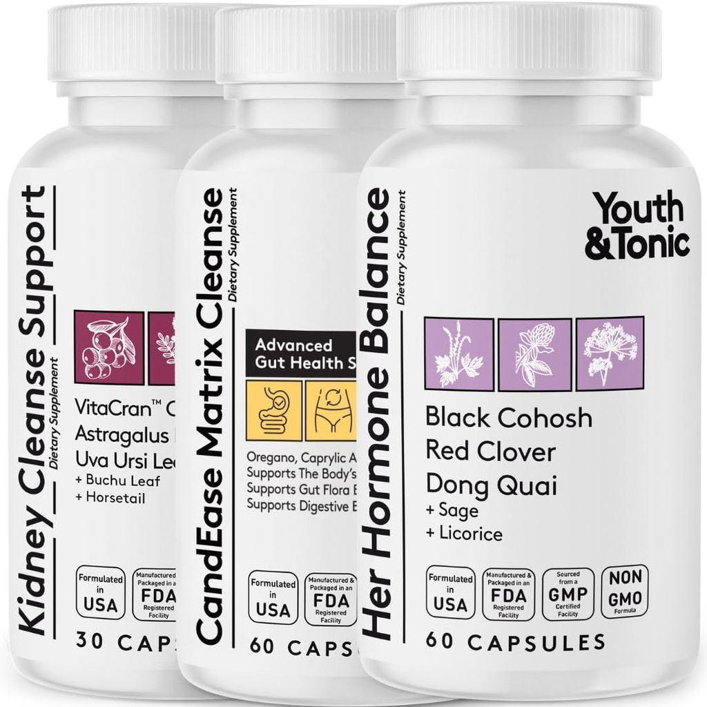 Hormonbalance & CandEase Matrix & Kidney Cleanse Bundle 3 Pack til kvinde