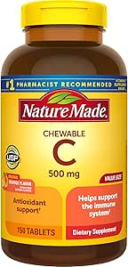 Nature Made Chewable C-vitamin 500 mg tabletter, 150 grev værdi størrelse til at hjælpe med at understøtte immunsystemet (pakke med 3)