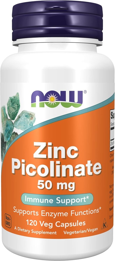 Now Foods Zink Picolinate, 120 caps 50mg (2- Pack)