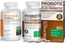 Bronson Probiotic 50 Millioner CFU + Prebiotic med Apple Polyphenoler & Ananas frugt ekstrakt + vitamin A 10.000 IE Premium non-GMO formel