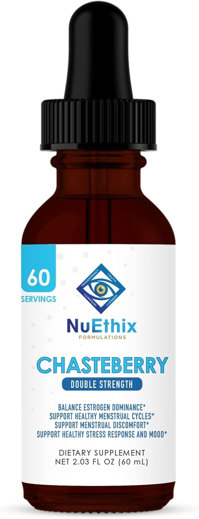 NuEthix Formuleringer Chasteberry Dobbelt Styrke 50mg, kan hjælpe Balance Østrogen Dominance og kan hjælpe støtte menstruationscyklus, 60 Servere