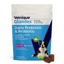 Vetnique Glandex Daglig Probiotika til Hunde med Prebiotika til at understøtte Gut Sundhed med Fiber og fordøjelsesenzymer, Probiotiske Chews eller Powders (30ct Chews, Bacon Chews)