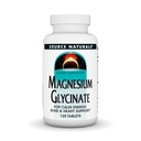 Source Naturals Magnesium Glycinate, Chelated for high Absabsorption 124; for Calm Energy, Bone & Heart Support *, 200 mg per servering - 120 tabletter