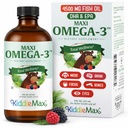 Maxi Health Omega 3 for børn Supplement - Kosher Omega 3 Kids Fish Oil Liquid med DHA & EPA - Flydende Fish Oil Supplement med Fruity Burst Flavor til Support Mood, Brain, Focus, Bones & Eyes (8 oz)