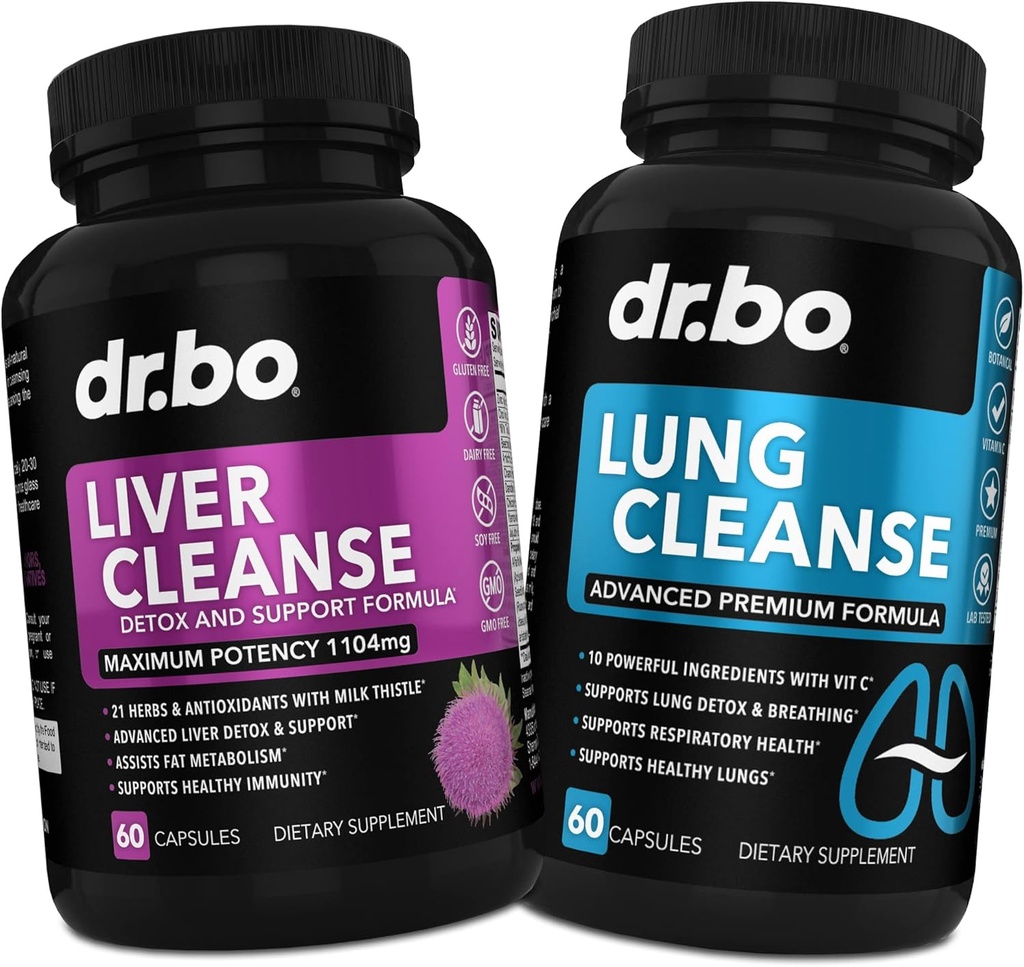 DR. BO lever rengøring & Lung Support Pills - Herbal Cleanser Formula til støtte lever & Lung sundhed