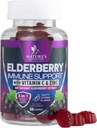 Immunsupport Gummies - Sambucus Elderberry Gummy med Elder Berry Extract, Zink & Vitamin C, Natural Vegan immunsupport supplement til voksne & børn, Gummy Elderberry Vitamin - 60 Gummies