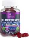 Immunsupport Gummies - Sambucus Elderberry Gummy med Elder Berry Extract, Zink & Vitamin C, Natural Vegan immunsupport supplement til voksne & børn, Gummy Elderberry Vitamin - 60 Gummies