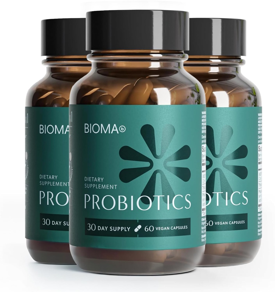 Biom Probiotika - fordøjelsessygdomme Probiotika - Gut Support til mænd og kvinder med Xylooligosaccharides, Tributyrin & Bifidobacterium - Vegan & Gluten Free - 180 Forsinkede-Release kapsler (90- Day Supply)