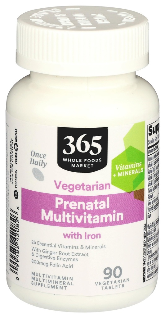 365 af Whole Foods Market, Prenatal Multivitamin med jern, vegetar, 90 Greve