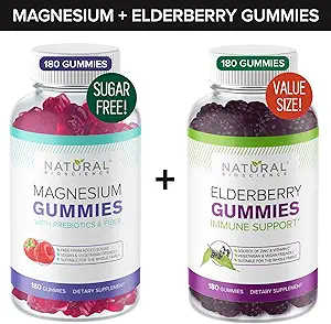 Sukkerfri Magnesium Gummier (180 Gummier) og Elderberry Gummies (180 Gummies)