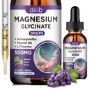 Magnesium Glycinate Liquid Drops 500mg, with Vitamin B6, Ashwagandha, L - Theanin, Kamille, Magnesium Glycinate Supplement High Absorption for Sleep, Stress, Energy, Mood - Grape Flavor, 2 FLLOZ