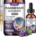 Magnesium Glycinate Liquid Drops 500mg, with Vitamin B6, Ashwagandha, L - Theanin, Kamille, Magnesium Glycinate Supplement High Absorption for Sleep, Stress, Energy, Mood - Grape Flavor, 2 FLLOZ