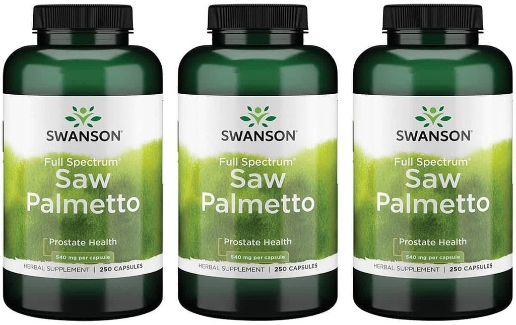 Swanson Saw Palmetto - Herbal supplement fremme mandlige prostata sundhed støtte - naturlige hår supplement & urinary sundhed støtte (540 mg 250 kapsler) (3 Pack)