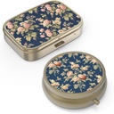 Pill Case Pill Box med spejl Retro Small Pill Case til purse eller Pocket Bronze Pill Box eller vitaminer, fiskeolie, kosttilskud, Pill Containe Travel Gaver