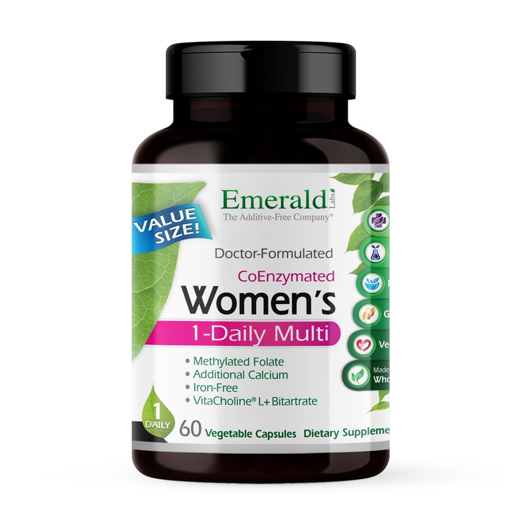 NØDVENDIGE ETIKER Kvindernes 1- Daglige Multi - Multivitamin til kvinder - Inkluderer calcium, zink, B-vitamin og mere - Knogle- og immunsupporttillæg * - Glutenfri - 60 grøntsagskapsler