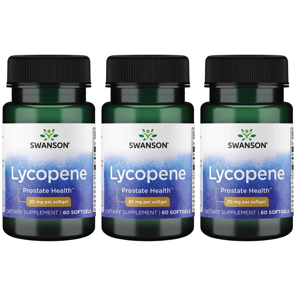 Swanson Lycopene - Natural Supplement Fremme Prostata sundhed, hjerte sundhed, & støtter blodtryk inden for det normale område - Herre sundhed supplement - (60 Softgels) 3 Pack