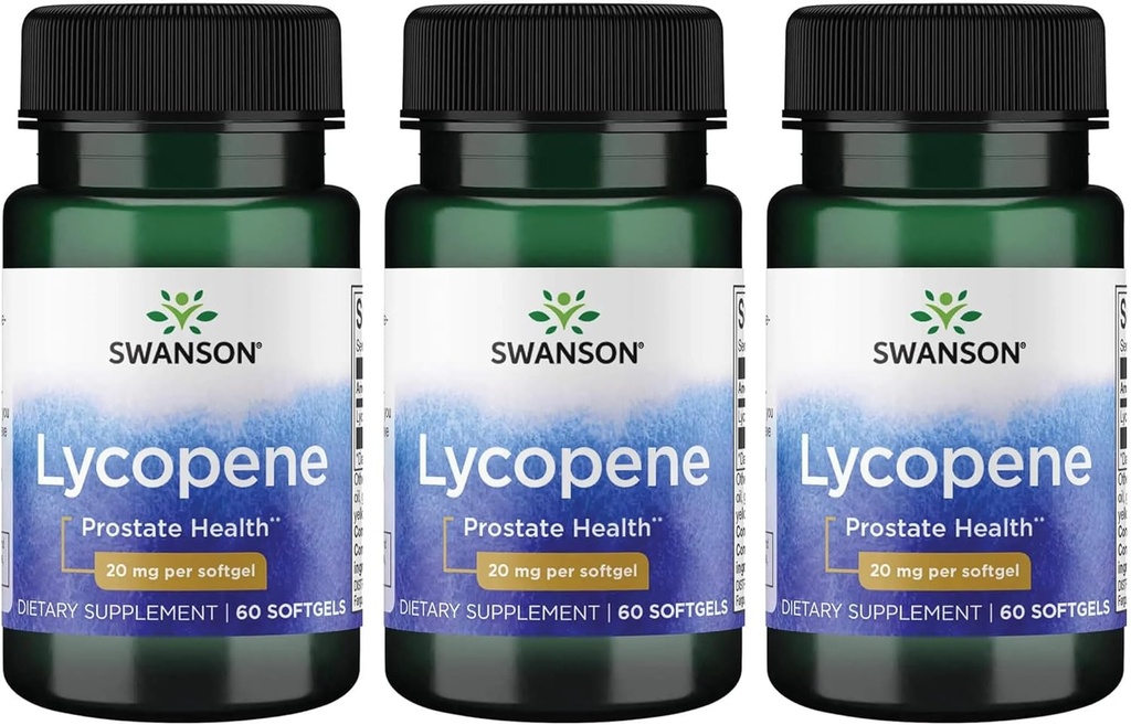Swanson Lycopene - Natural Supplement Fremme Prostata sundhed, hjerte sundhed, & støtter blodtryk inden for det normale område - Herre sundhed supplement - (60 Softgels) 3 Pack